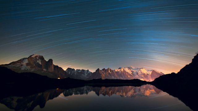 星轨勃朗峰，夏慕尼，阿尔卑斯山脉，法国