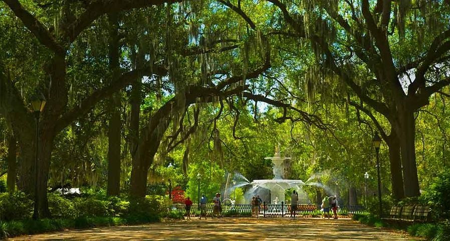 Promenade Mall Springbrunnen, Forsyth Park in Savannah, Georgia