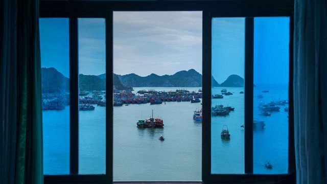 越南吉婆岛上的小船 
