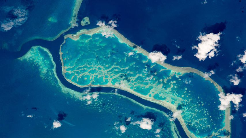 Great Barrier Reef, aufgenommen von der Internationalen Raumstation ISS 