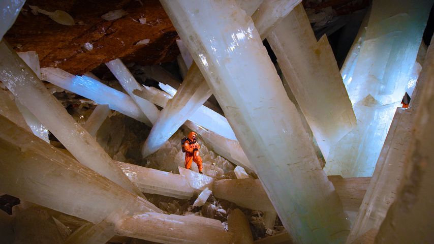 Riesenkristalle in der Höhle der Kristalle in Naica, Mexiko 