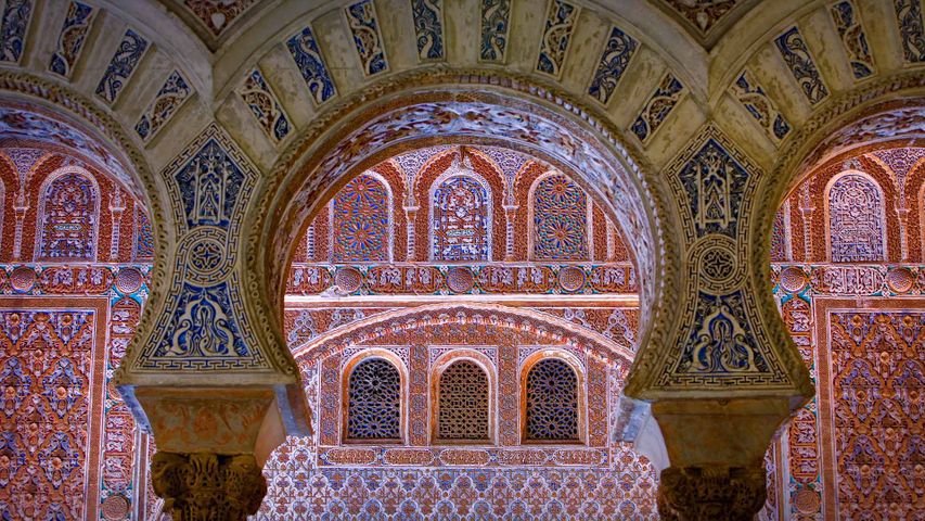 Botschaftersaal im Alcázar von Sevilla, Andalusien, Spanien 