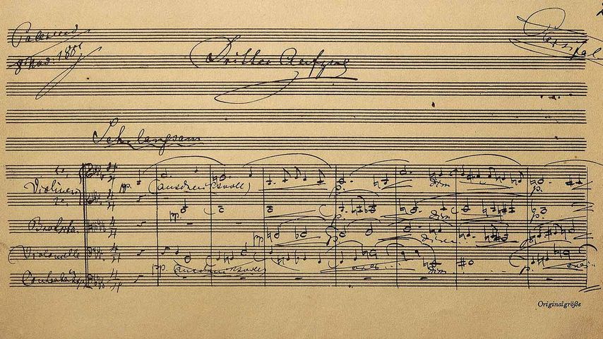 Partiturseite zur Oper Parsifal von Richard Wagner, Richard-Wagner-Museum, Bayreuth, Bayern, Deutschland 