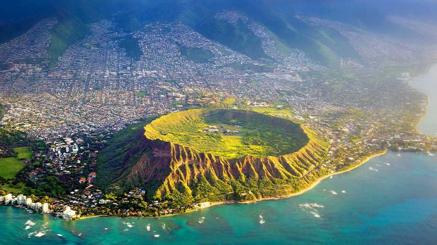 Luftaufnahme des Diamond Head, Oahu, Hawaii, USA 