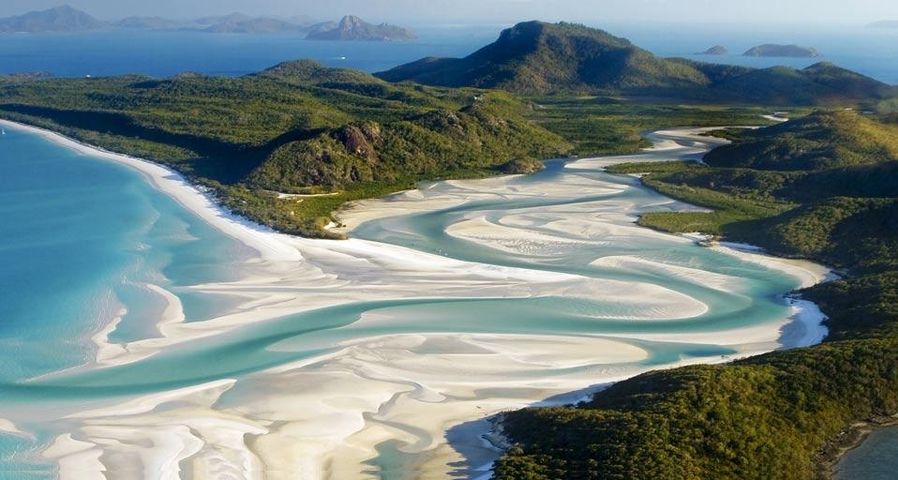 Luftaufnahme von Whitehaven Beach, Whitsunday-Insel nahe Queensland, Australien