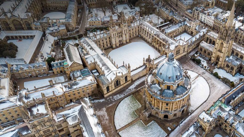 Luftbild des Zentrums von Oxford, England, Großbritannien