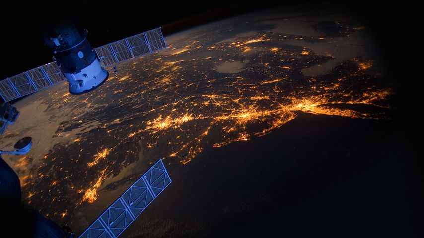 Blick aus der Internationalen Raumstation auf die Ostküste der USA