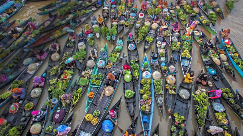 Lok Baintan, Schwimmender Markt auf dem Fluss Martapura, Banjarmasin, Indonesien 