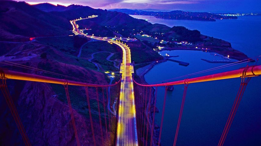 Golden Gate Bridge mit Blick auf Marin County, Kalifornien, USA 