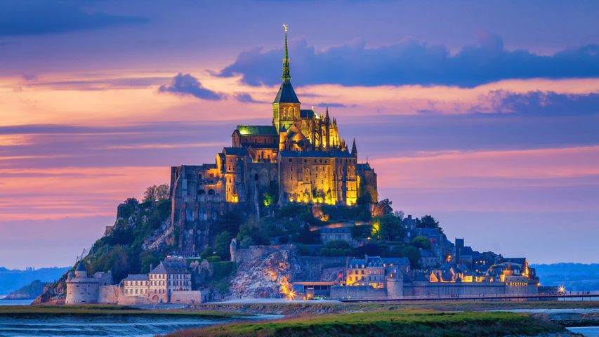 Die Insel Mont-Saint-Michel in der Normandie, Frankreich