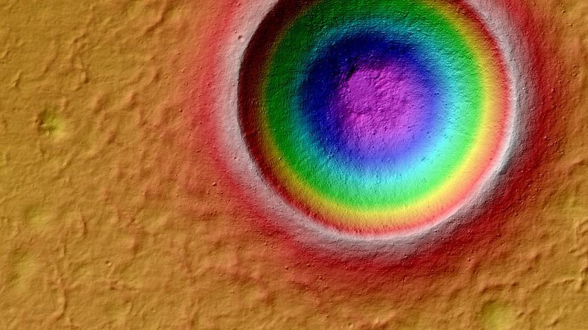 Farbkodierte Relief-Karte des Linné-Kraters auf dem Mond
