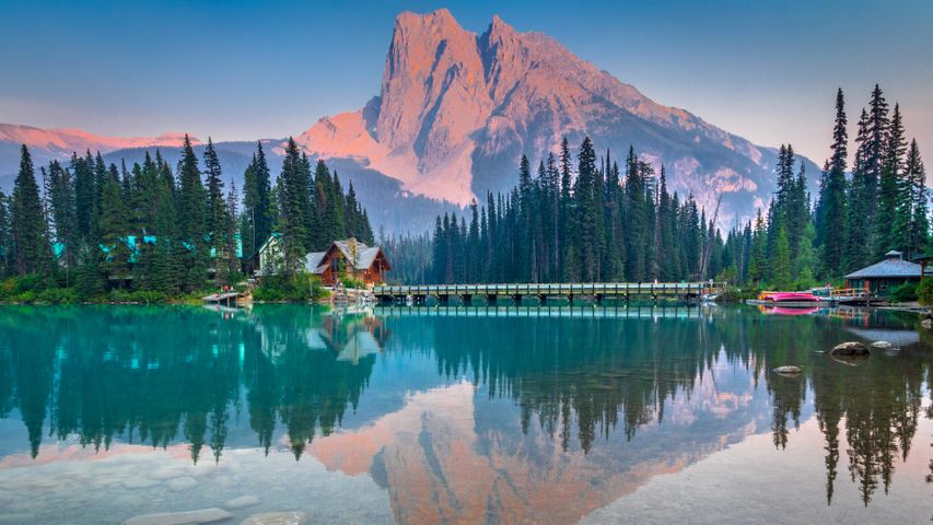 Mount Burgess und Emerald Lake im Yoho-Nationalpark, British Columbia, Kanada