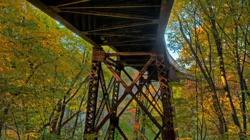 Ehemalige Eisenbahnbrücke Rosendale Trestle, Rosendale, New York, USA 
