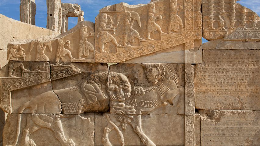 Reliefs in der antiken persischen Stadt Persepolis, Iran
