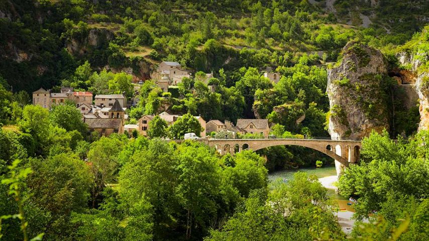 Die Schlucht Gorges du Tarn, Nationalpark Cevennen, Region Languedoc-Roussillon, Frankreich