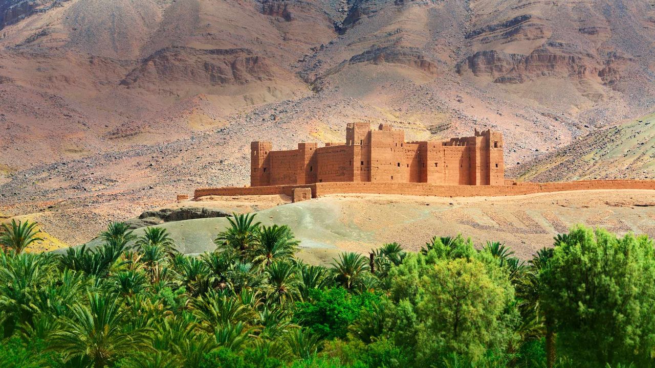 Timiderte Kasbah，摩洛哥德拉河  