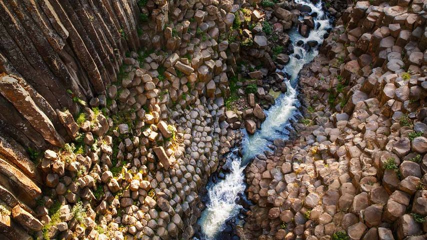 Die Gesteinsformationen der Prismas Basálticos in Huasca de Ocampo, Bundesstaat Hidalgo, Mexiko