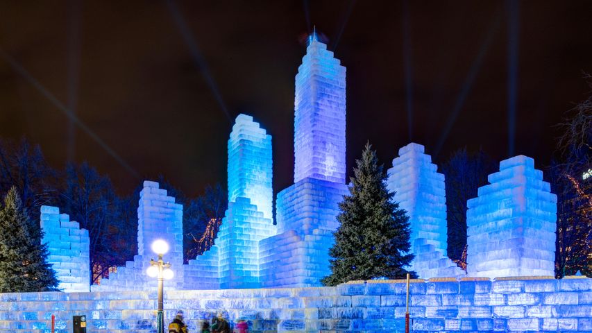 Eisskulpturen auf dem Saint Paul Winterkarneval, Minnesota, USA