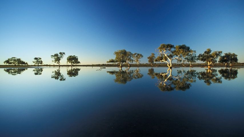 Ein Altwasserarm in Wooleen Station, Bundesstaat Western Australia, Australien