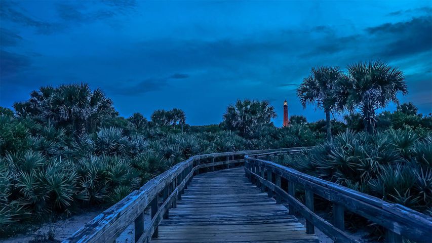 Blick auf den Leuchtturm Ponce de Leon Inlet Light, Florida, USA