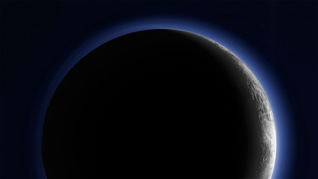 美国宇航局新视野星际探测器拍摄的冥王星新月