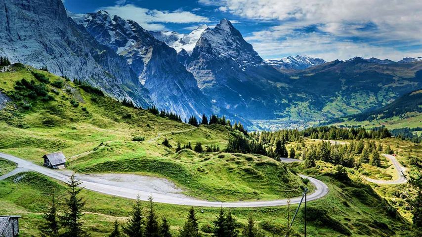 Blick vom Gebirgspass Grosse Scheidegg auf den Eiger, Schweiz