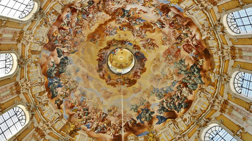Fresken unter der Kuppel der Abtei Ettal, Ettal, Garmisch-Partenkirchen, Bayern, Deutschland