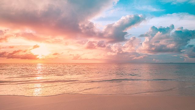 大海、沙滩和日落