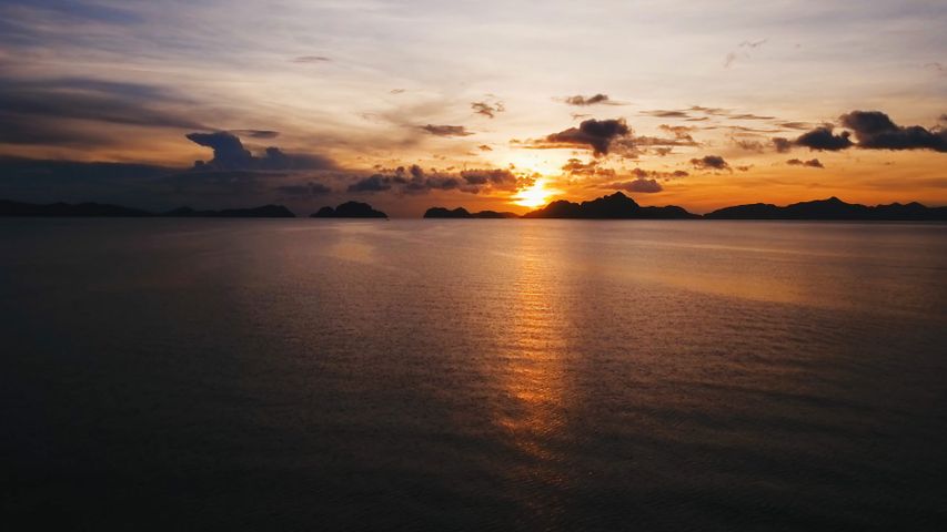 Blick von El Nido auf die Bacuit Bay, Palawan, Philippinen 