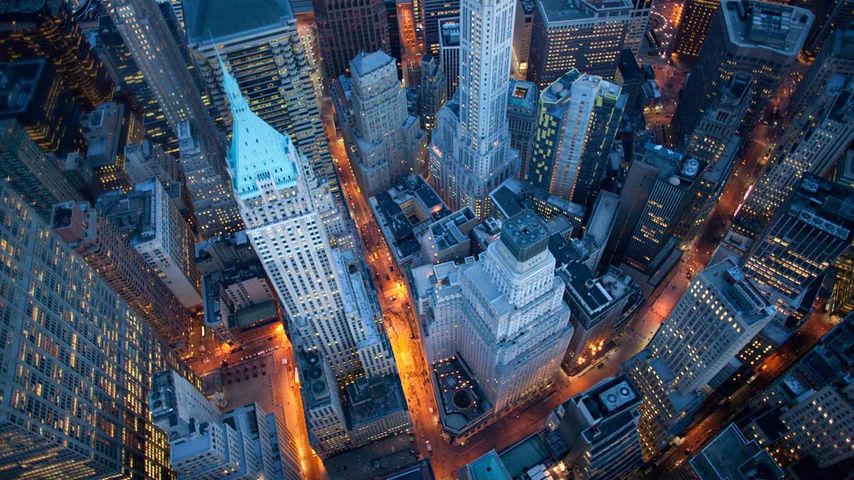 Luftbild der Wall Street, Manhattan, New York City, New York, USA