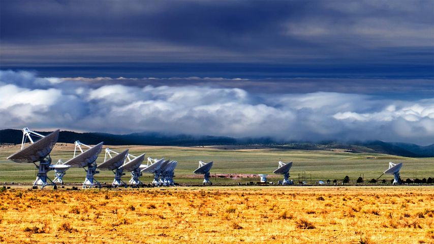 Das Karl G. Jansky Very Large Array (VLA) Radioteleskop, westlich von Socorro, New Mexico, USA