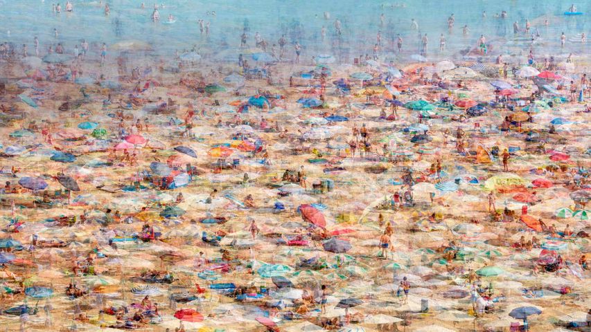 Der Strand von Lignano Sabbiadoro, Italien (Composite-Foto) 