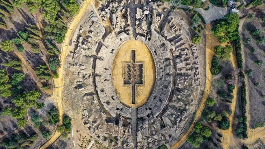 Italica, eine alte römische Stadt in Santiponce, Sevilla, Andalusien, Spanien