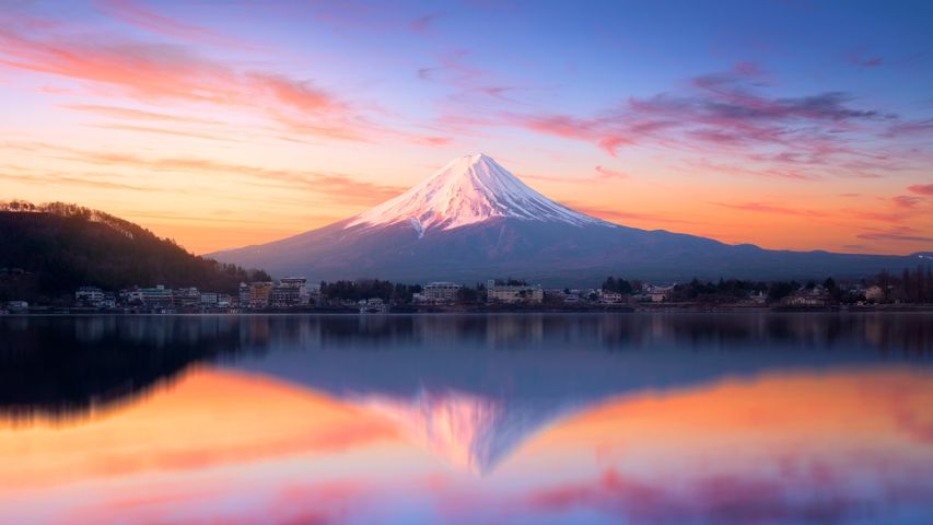 Fuji bei Sonnenaufgang, Kawaguchi-See, Japan