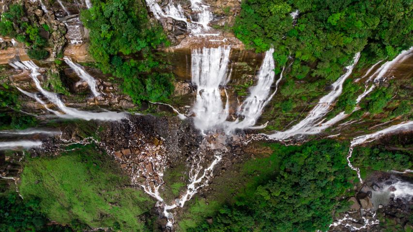 Nohsngithiang-Wasserfälle in Meghalaya, Indien