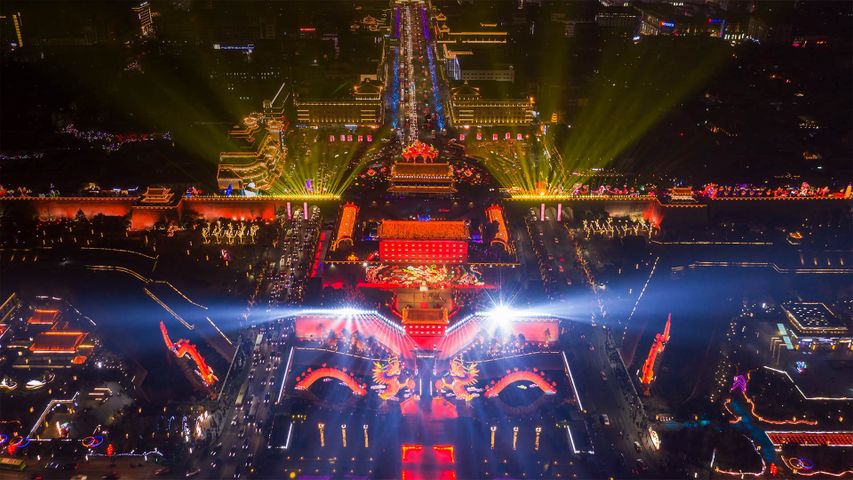 Feierlichkeiten zum chinesischen Neujahrsfest in Xi'an, Volksrepublik China
